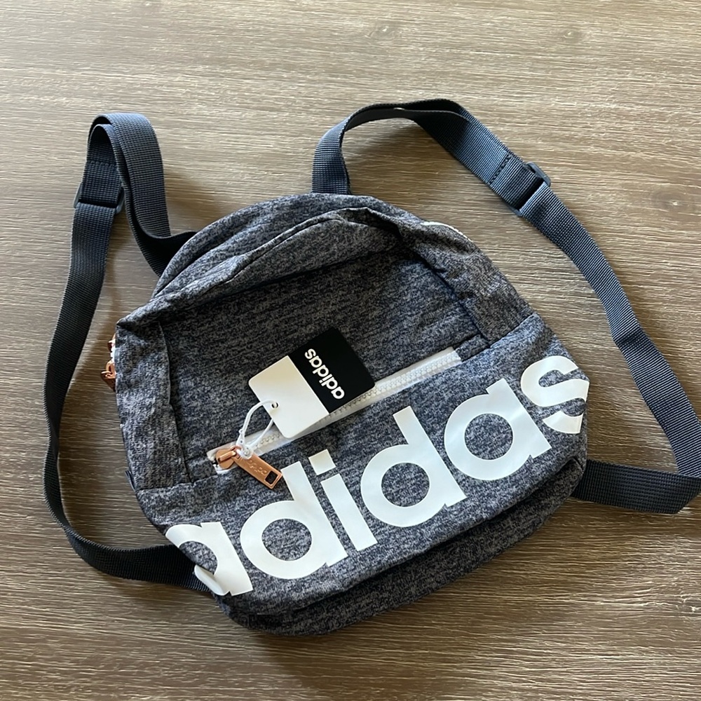 ADIDAS Linear Mini Sports Backpack Gray / White NWT